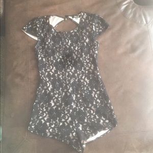 Black/nude/lace romper